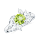 1.25 CT Peridot Flower Engagement Ring with Diamond Peridot - ( AAA ) - Quality - Rosec Jewels