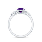 1.75 CT Amethyst Floral Engagement Ring with Diamond Accent Amethyst - ( AAA ) - Quality - Rosec Jewels