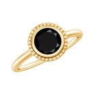 Round Black Onyx Solitaire Ring in Bezel Setting Black Onyx - ( AAA ) - Quality - Rosec Jewels