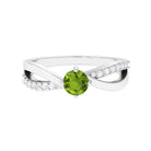 1/2 CT Peridot Solitaire and Diamond Infinity Ring Peridot - ( AAA ) - Quality - Rosec Jewels