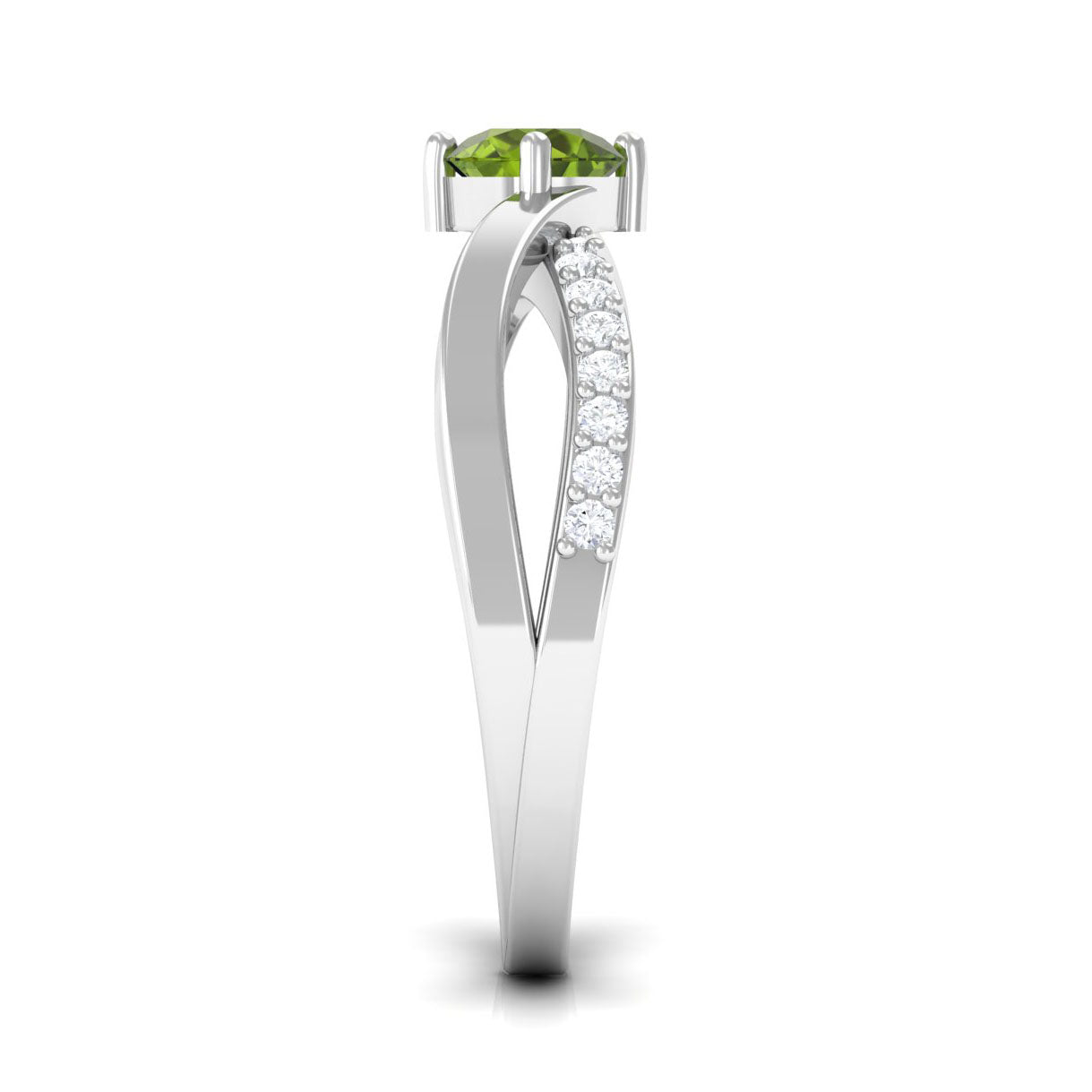 1/2 CT Peridot Solitaire and Diamond Infinity Ring Peridot - ( AAA ) - Quality - Rosec Jewels