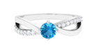 3/4 CT Swiss Blue Topaz Solitaire and Diamond Infinity Ring Swiss Blue Topaz - ( AAA ) - Quality - Rosec Jewels