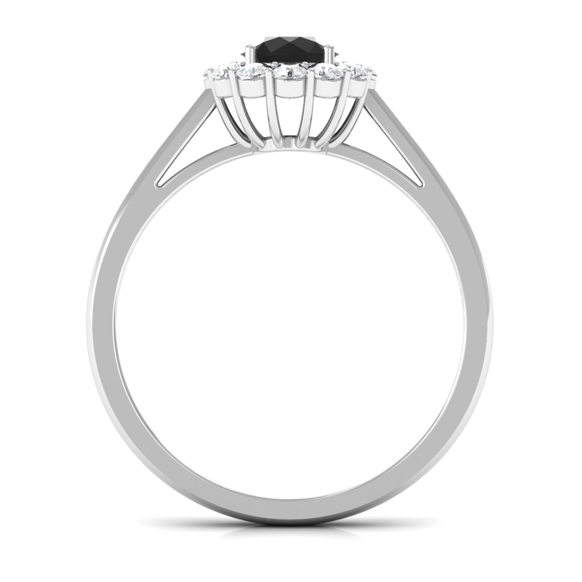 Black Diamond and Diamond Floating Halo Engagement Ring Black Diamond - ( AAA ) - Quality - Rosec Jewels