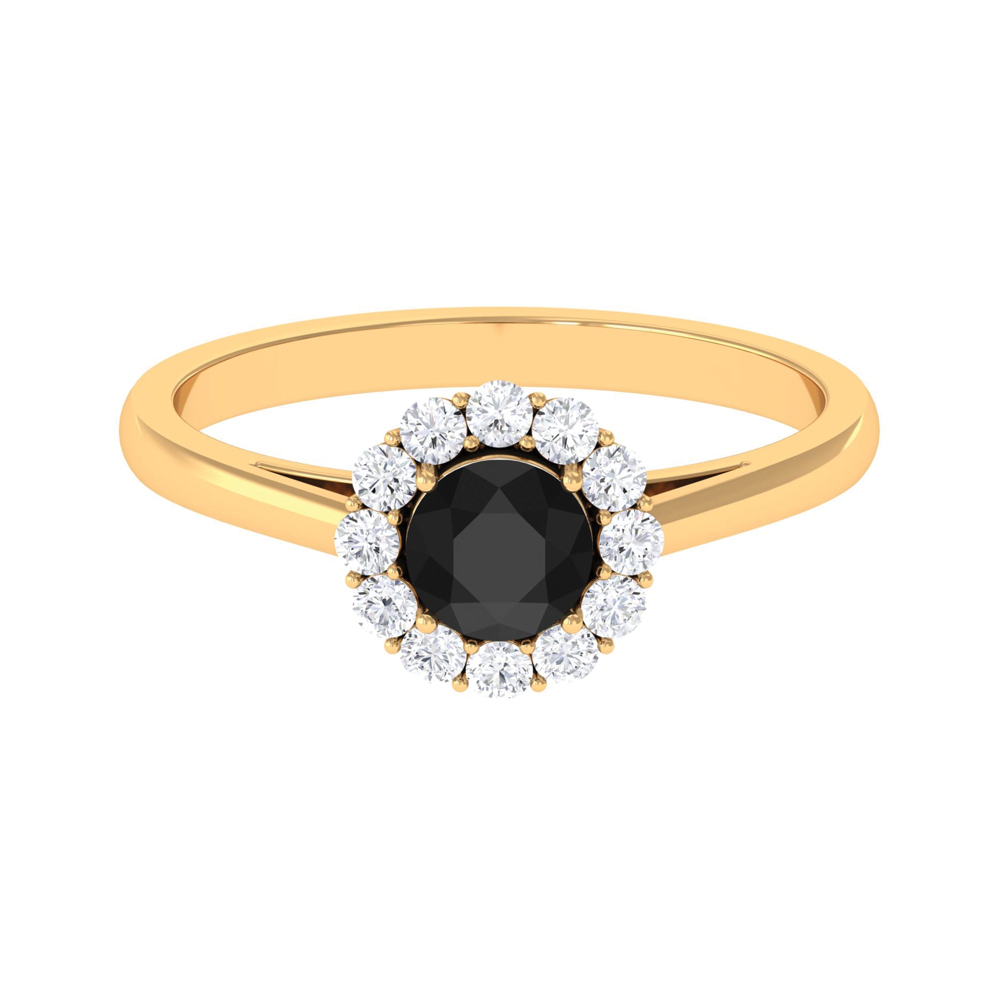 Black Diamond and Diamond Floating Halo Engagement Ring Black Diamond - ( AAA ) - Quality - Rosec Jewels