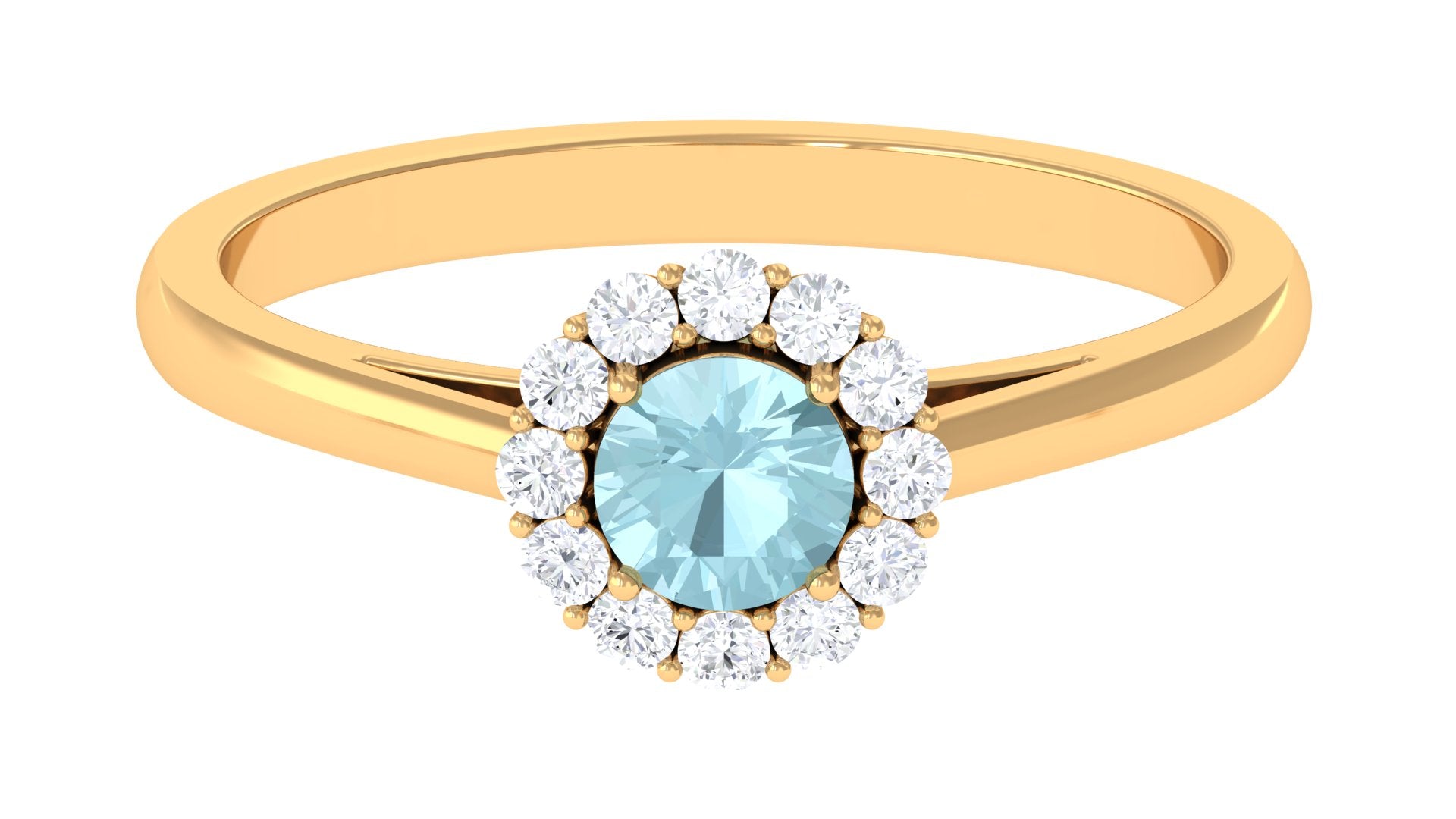 1 CT Sky Blue Topaz and Diamond Floating Halo Engagement Ring Sky Blue Topaz - ( AAA ) - Quality - Rosec Jewels