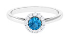 1 CT Swiss Blue Topaz and Diamond Floating Halo Engagement Ring Swiss Blue Topaz - ( AAA ) - Quality - Rosec Jewels