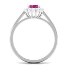 0.75 CT Pink Tourmaline and Diamond Floating Halo Engagement Ring Pink Tourmaline - ( AAA ) - Quality - Rosec Jewels