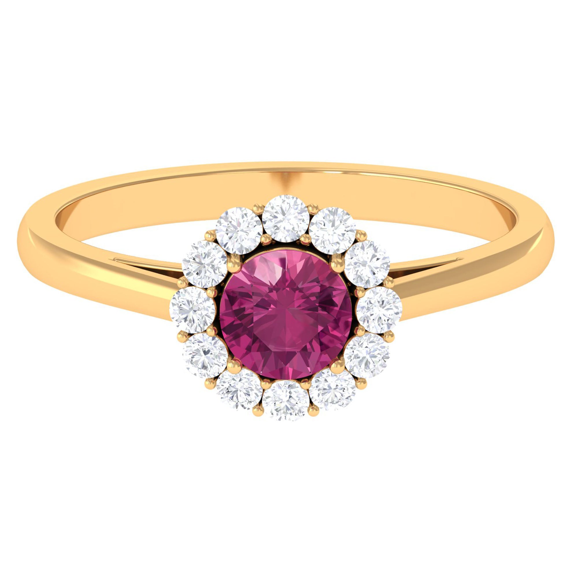 0.75 CT Pink Tourmaline and Diamond Floating Halo Engagement Ring Pink Tourmaline - ( AAA ) - Quality - Rosec Jewels