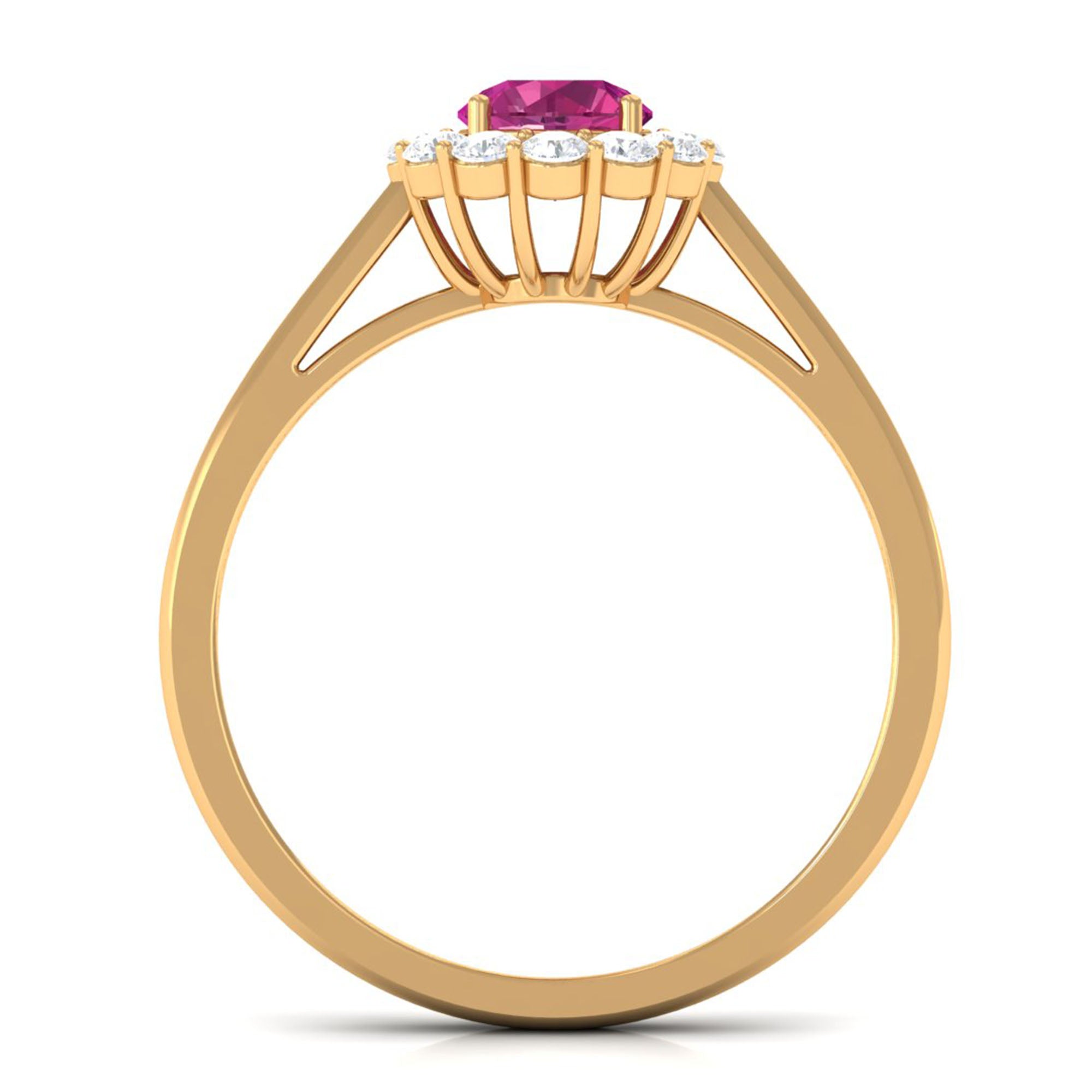 0.75 CT Pink Tourmaline and Diamond Floating Halo Engagement Ring Pink Tourmaline - ( AAA ) - Quality - Rosec Jewels