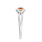 Fire Opal and Diamond Flower Engagement Ring with Split Shank Fire Opal - ( AAA ) - Quality - Rosec Jewels