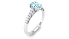 1 CT Oval Aquamarine Solitaire Engagement Ring with Diamond Side Stones Aquamarine - ( AAA ) - Quality - Rosec Jewels