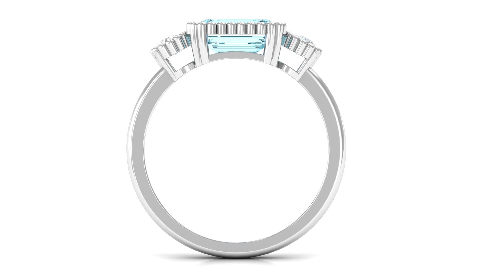 2 CT East West Aquamarine Engagement Ring with Diamond Aquamarine - ( AAA ) - Quality - Rosec Jewels