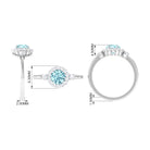 Classic Aquamarine Engagement Ring with Diamond Halo Aquamarine - ( AAA ) - Quality - Rosec Jewels