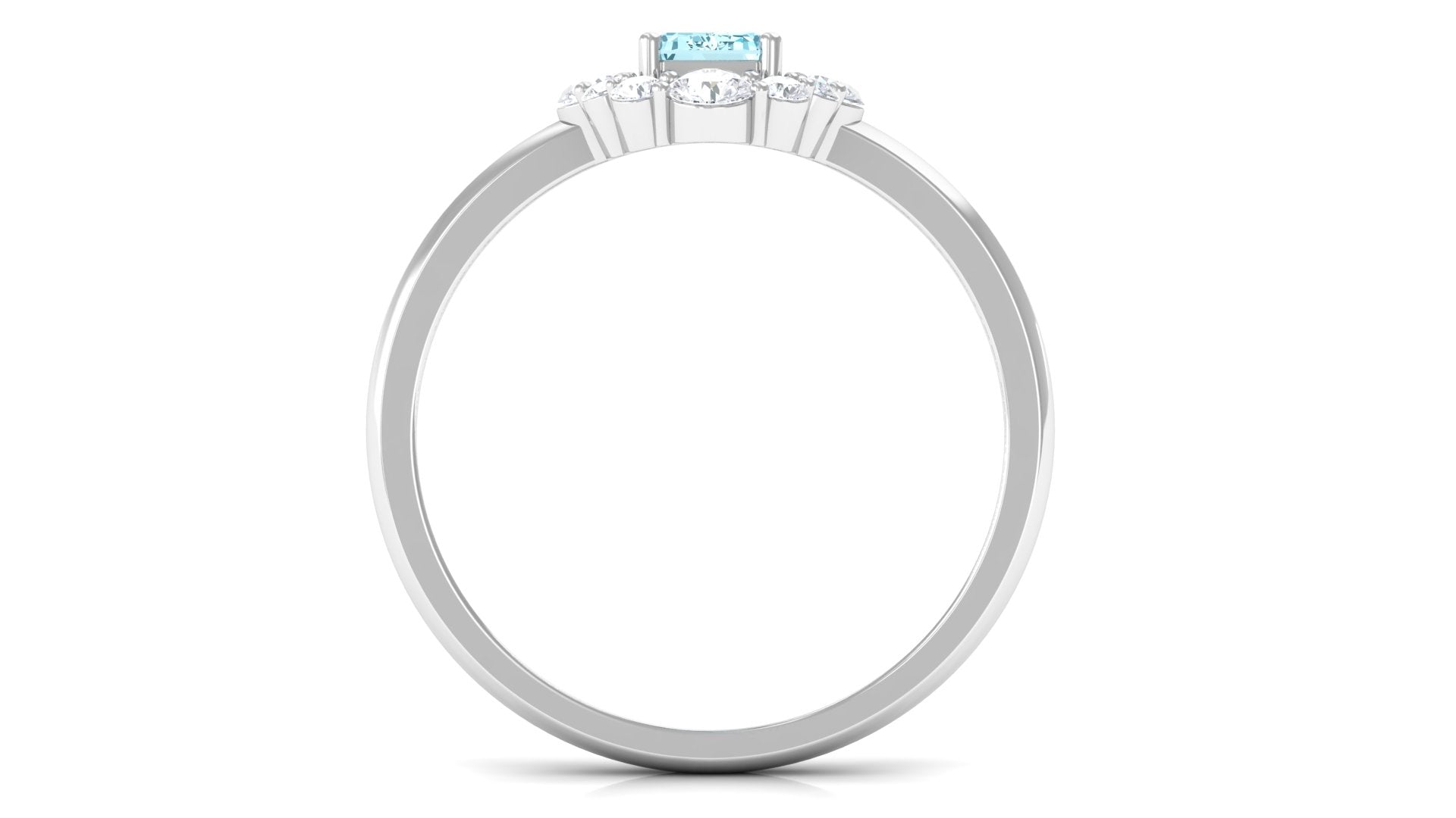 Octagon Aquamarine Engagement Ring with Diamond Halo Aquamarine - ( AAA ) - Quality - Rosec Jewels