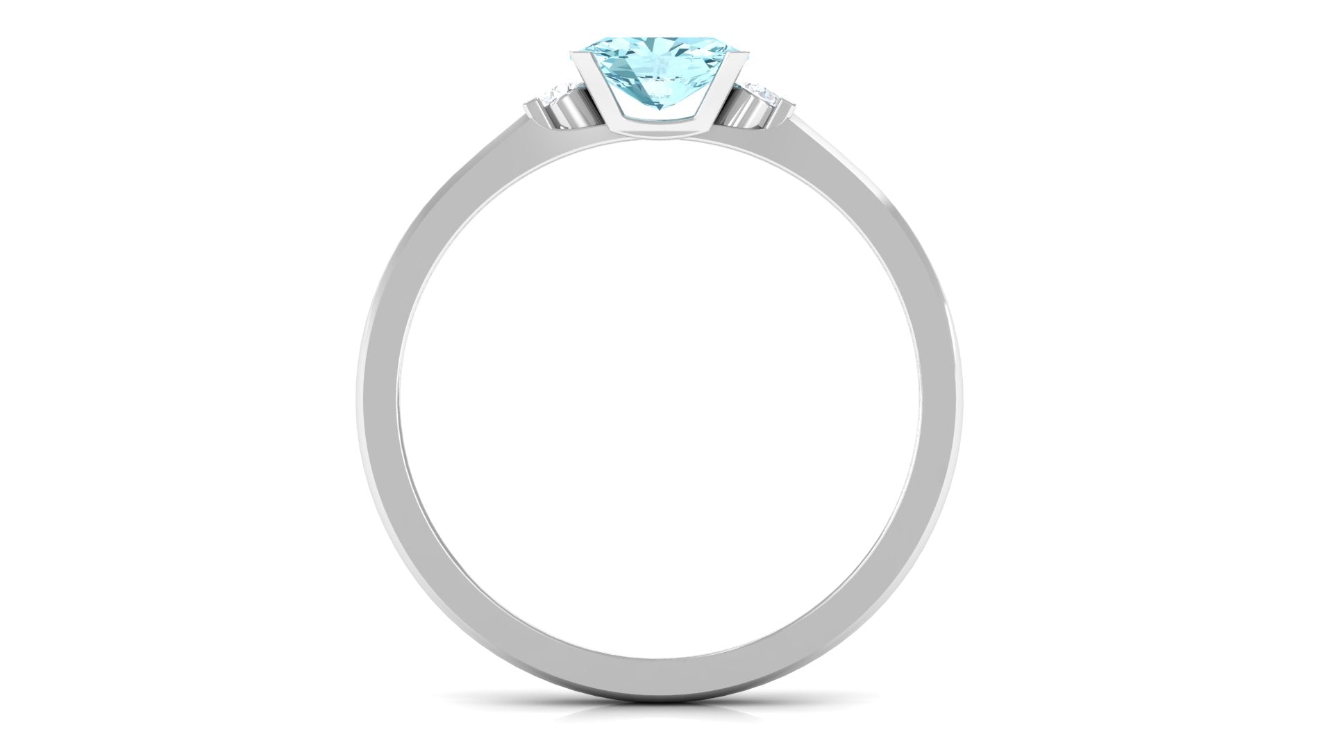 Oval Aquamarine East West Promise Ring with Diamond Aquamarine - ( AAA ) - Quality - Rosec Jewels