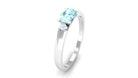 Oval Aquamarine East West Promise Ring with Diamond Aquamarine - ( AAA ) - Quality - Rosec Jewels