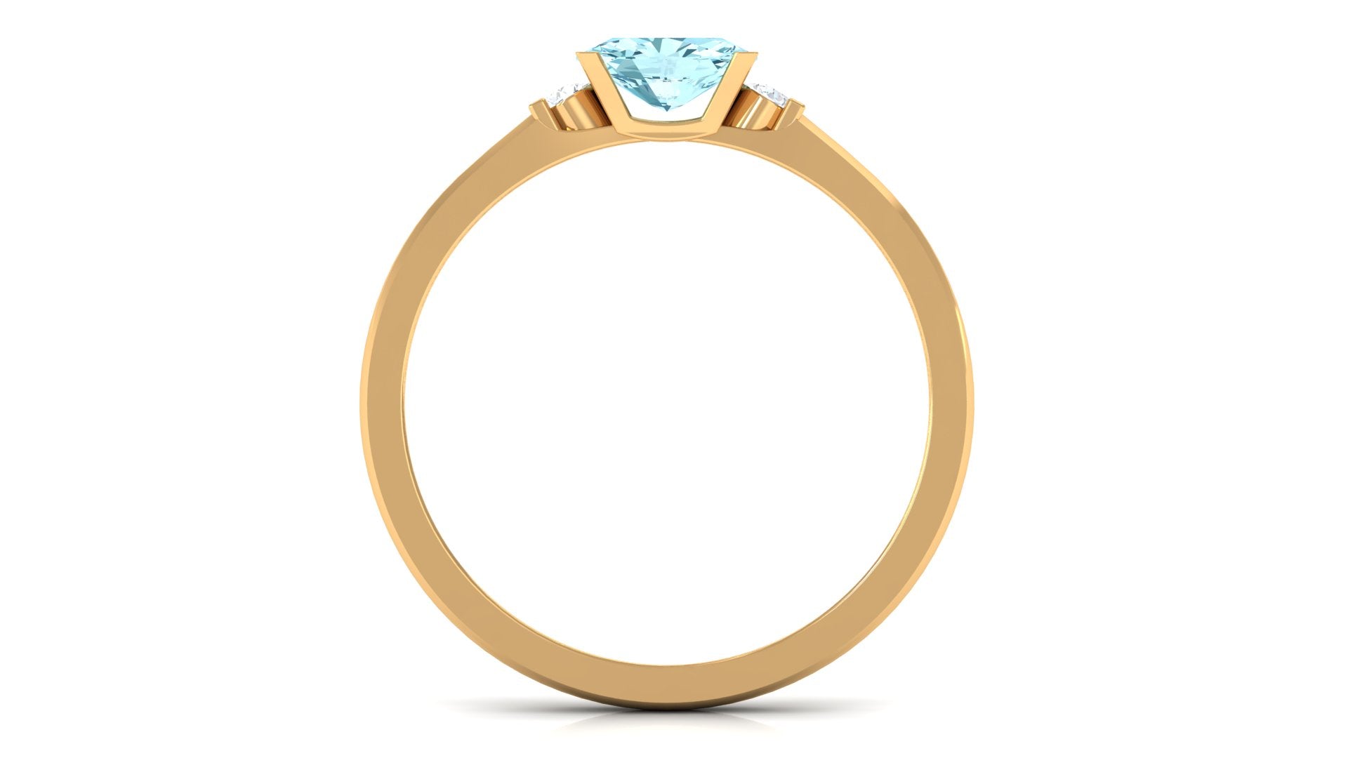 Oval Aquamarine East West Promise Ring with Diamond Aquamarine - ( AAA ) - Quality - Rosec Jewels