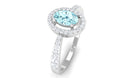 1 CT Aquamarine Engagement Ring with Diamond Halo Aquamarine - ( AAA ) - Quality - Rosec Jewels