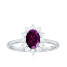 1.50 CT Princess Diana Inspired Oval Shape Rhodolite Engagement Ring Diamond Halo Rhodolite - ( AAA ) - Quality - Rosec Jewels