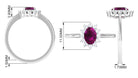 1.50 CT Princess Diana Inspired Oval Shape Rhodolite Engagement Ring Diamond Halo Rhodolite - ( AAA ) - Quality - Rosec Jewels