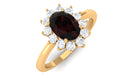 1.50 CT Princess Diana Inspired Oval Shape Garnet Engagement Ring Diamond Halo Garnet - ( AAA ) - Quality - Rosec Jewels