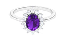 1.5 CT Princess Diana Inspired Amethyst Engagement Ring Diamond Halo Amethyst - ( AAA ) - Quality - Rosec Jewels