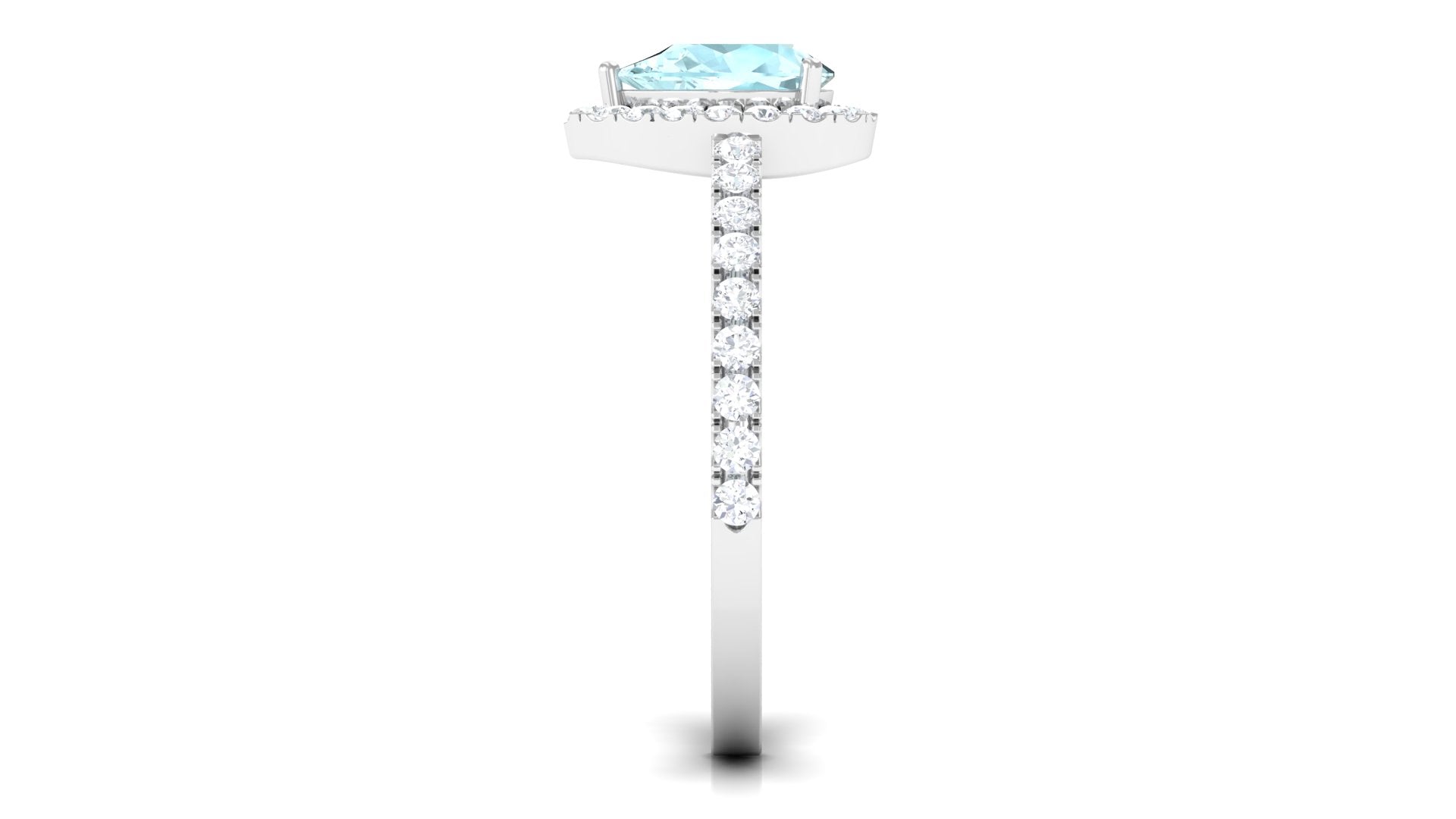 Real Sky Blue Topaz Teardrop Ring with Diamond Halo Sky Blue Topaz - ( AAA ) - Quality - Rosec Jewels