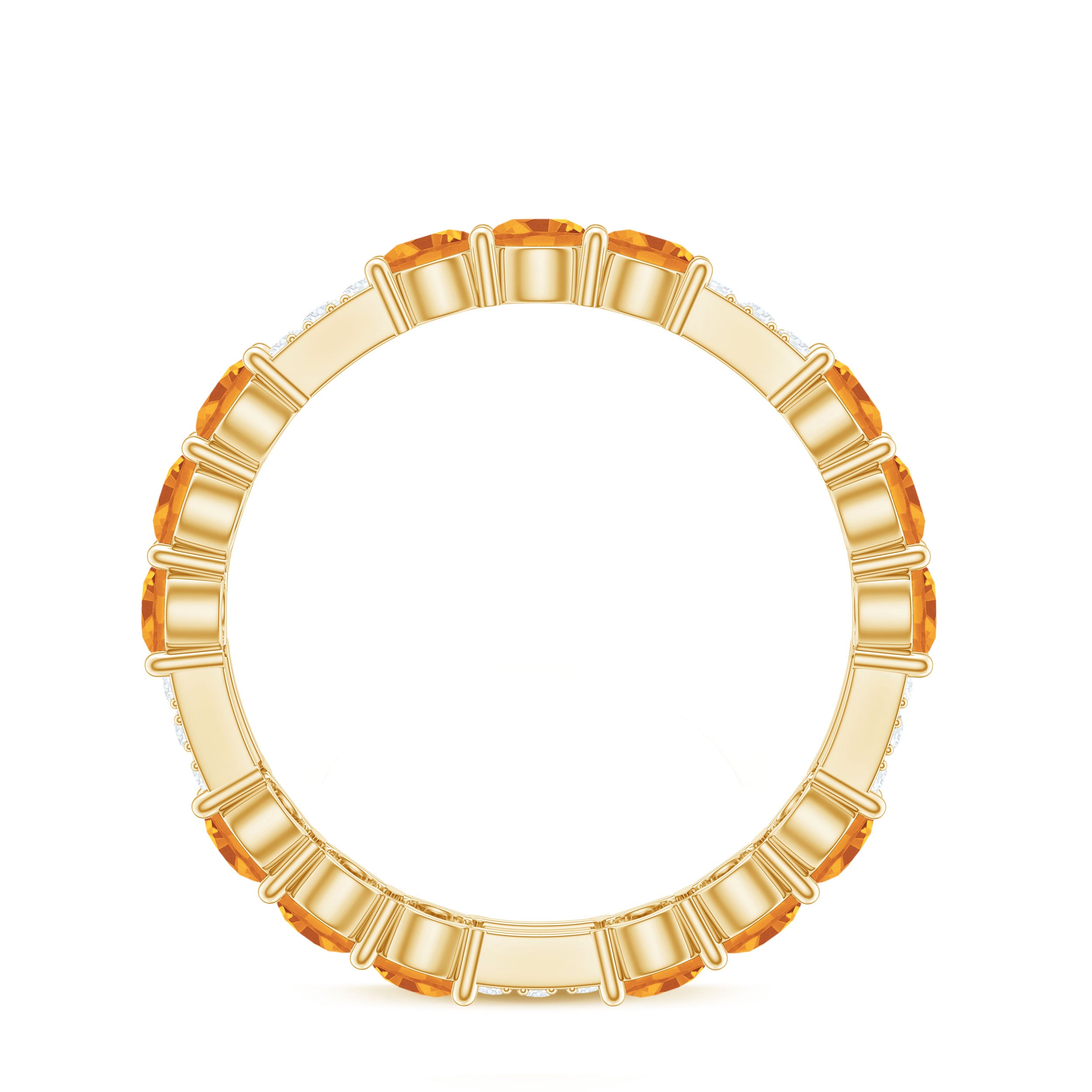 Citrine and Diamond Designer Full Eternity Ring Citrine - ( AAA ) - Quality - Rosec Jewels