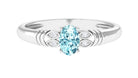 1/2 CT Oval Aquamarine Engagement Ring with Diamond Aquamarine - ( AAA ) - Quality - Rosec Jewels