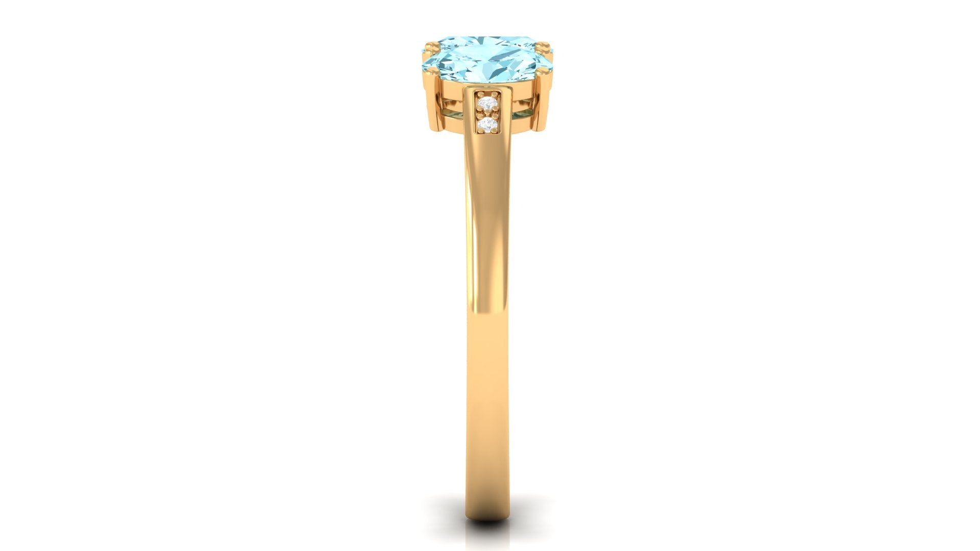 Aquamarine Three Stone Engagement Ring with Diamond Aquamarine - ( AAA ) - Quality - Rosec Jewels