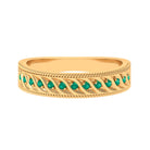 1/4 CT Emerald Designer Wedding Band Ring with Twisted Rope Details Emerald - ( AAA ) - Quality - Rosec Jewels