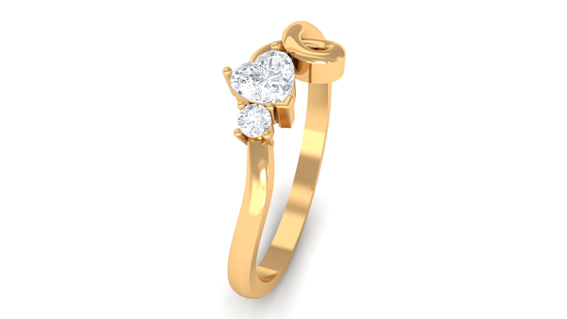 1/4 CT Moissanite Heart Promise Ring with Twisted Gold Shank Moissanite - ( D-VS1 ) - Color and Clarity - Rosec Jewels