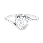 2 CT Heart Shape Moissanite Solitaire Bypass Engagement Ring Moissanite - ( D-VS1 ) - Color and Clarity - Rosec Jewels