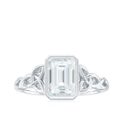 Octagon Cut Moissanite Solitaire Celtic Knot Ring in Bezel Setting Moissanite - ( D-VS1 ) - Color and Clarity - Rosec Jewels