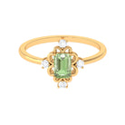 Green Sapphire Solitaire Vintage Ring with Diamond Stones Green Sapphire - ( AAA ) - Quality - Rosec Jewels