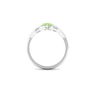 1 CT Real Green Sapphire Solitaire Ring with Diamond Accent Green Sapphire - ( AAA ) - Quality - Rosec Jewels