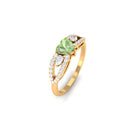 1 CT Real Green Sapphire Solitaire Ring with Diamond Accent Green Sapphire - ( AAA ) - Quality - Rosec Jewels