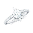 1.50 CT Half Halo Moissanite Teardrop Engagement Ring in Gold Moissanite - ( D-VS1 ) - Color and Clarity - Rosec Jewels