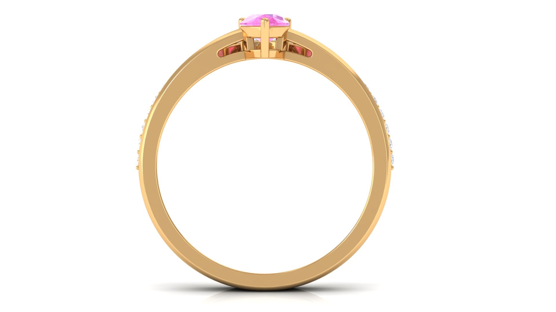 Pear Shape Pink Sapphire Solitaire Ring Set with Diamond Pink Sapphire - ( AAA ) - Quality - Rosec Jewels