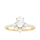 2 CT Oval Cubic Zirconia Engagement Ring with Half Halo Zircon - ( AAAA ) - Quality - Rosec Jewels