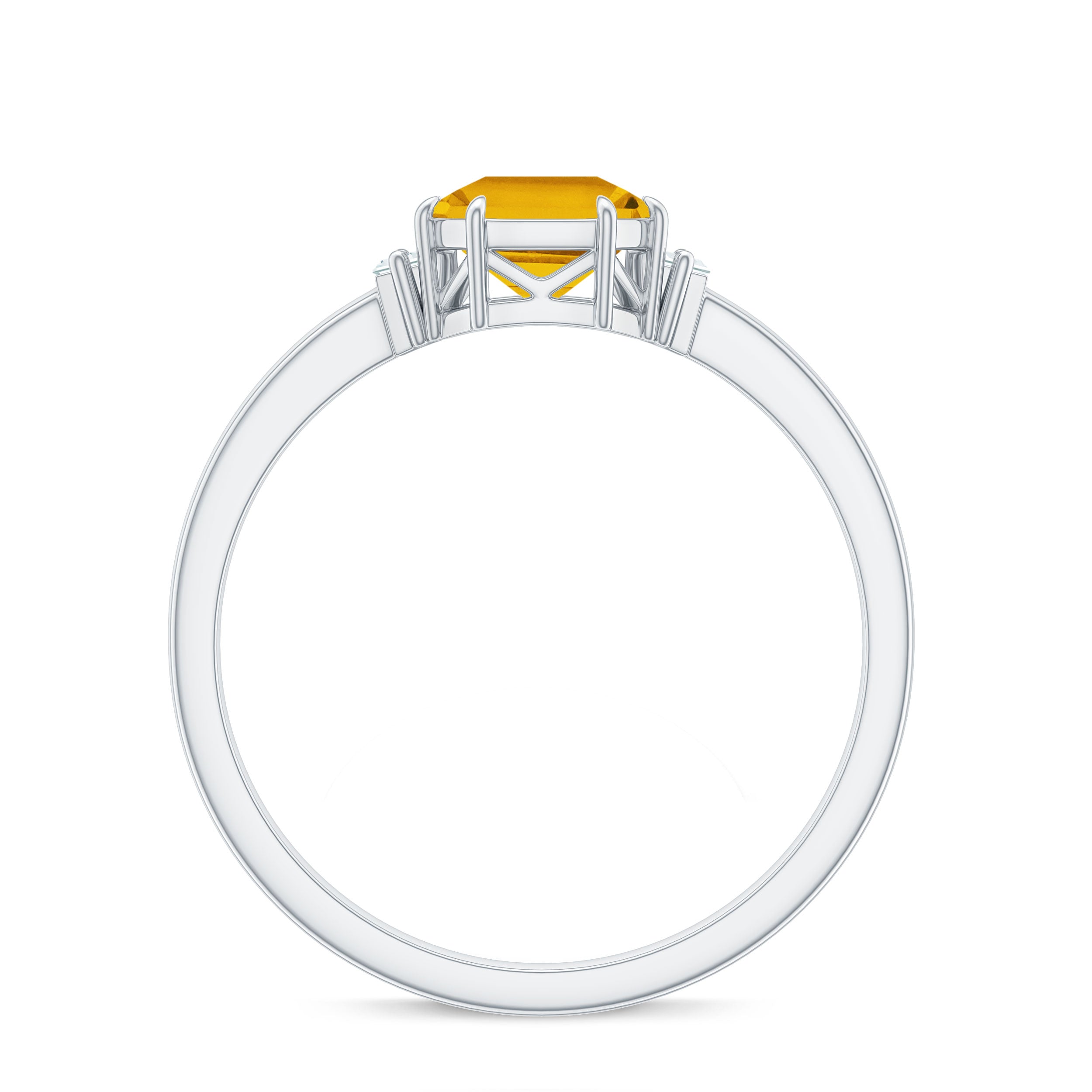 1.50 CT Asscher Cut Citrine Solitaire Ring with Diamond Stones Citrine - ( AAA ) - Quality - Rosec Jewels