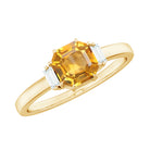 1.50 CT Asscher Cut Citrine Solitaire Ring with Diamond Stones Citrine - ( AAA ) - Quality - Rosec Jewels