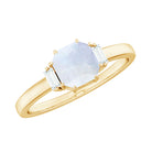 3.25 CT Asscher Cut Moonstone Solitaire Ring with Diamond Accent Moonstone - ( AAA ) - Quality - Rosec Jewels