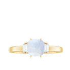 3.25 CT Asscher Cut Moonstone Solitaire Ring with Diamond Accent Moonstone - ( AAA ) - Quality - Rosec Jewels