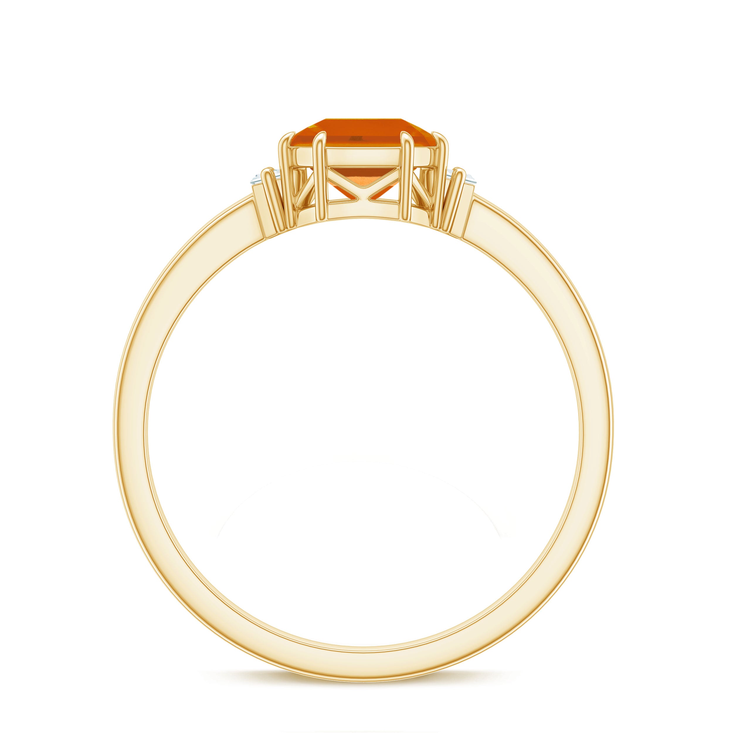 Asscher Cut Solitaire Fire Opal Engagement Ring with Diamond Fire Opal - ( AAA ) - Quality - Rosec Jewels