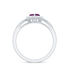 Heart Shape Rhodolite Promise Ring with Diamond Accent Rhodolite - ( AAA ) - Quality - Rosec Jewels