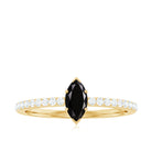 1/2 Carat Black Onyx Marquise Engagement Ring with Diamond Black Onyx - ( AAA ) - Quality - Rosec Jewels