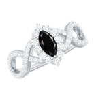 1.5 Ct Black Onyx Crossover Engagement Ring with Diamond Black Onyx - ( AAA ) - Quality - Rosec Jewels