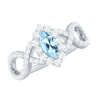 1.5 Ct Aquamarine Crossover Engagement Ring with Diamond Aquamarine - ( AAA ) - Quality - Rosec Jewels