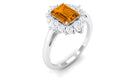 2.75 CT Octagon Cut Citrine Halo Engagement Ring with Moissanite Citrine - ( AAA ) - Quality - Rosec Jewels